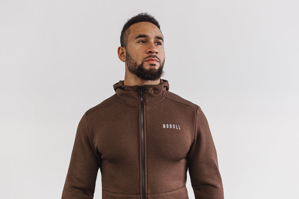 Men's Nobull Hoodie Brown | 105682-TDU